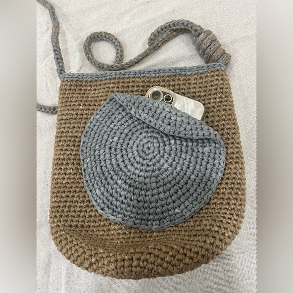 Handcrafted Brown and Blue Crochet Shoulder Bag - Picture 7 of 7